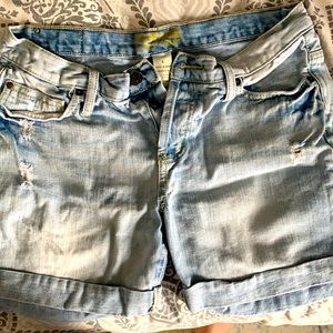 Women’s jean shorts, distressed look